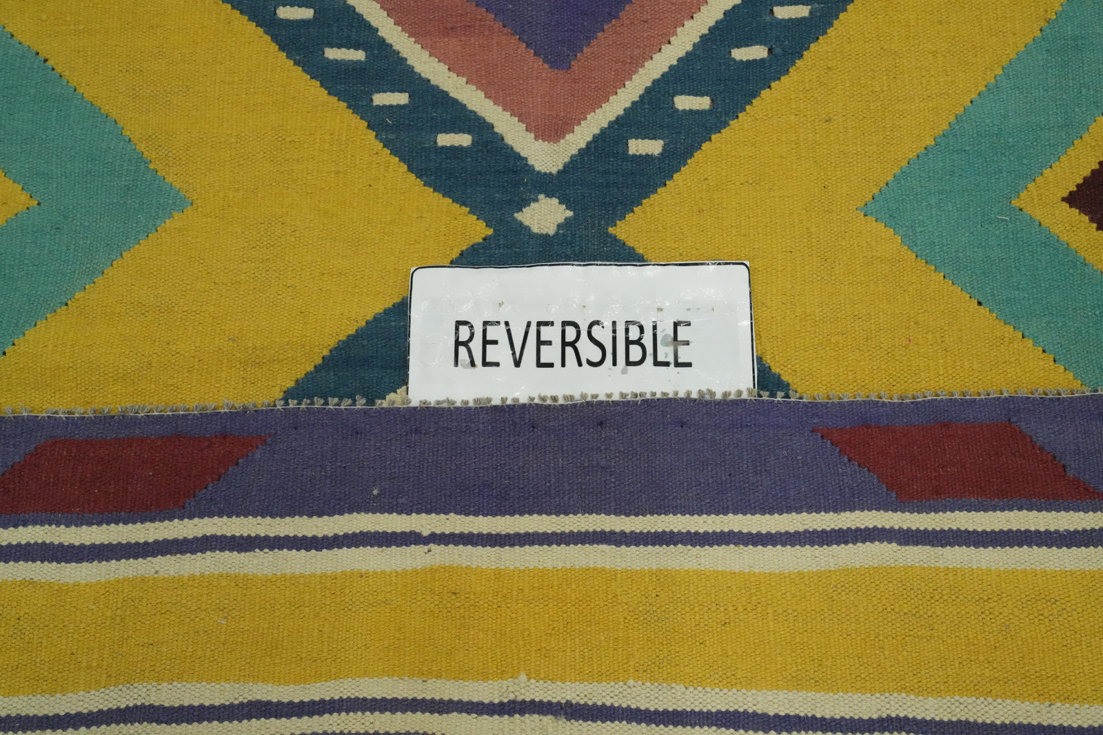 Flat Weave Tribal Kilim Square Area Rug 8×8 Ft Reversible Geometric Wool Carpet