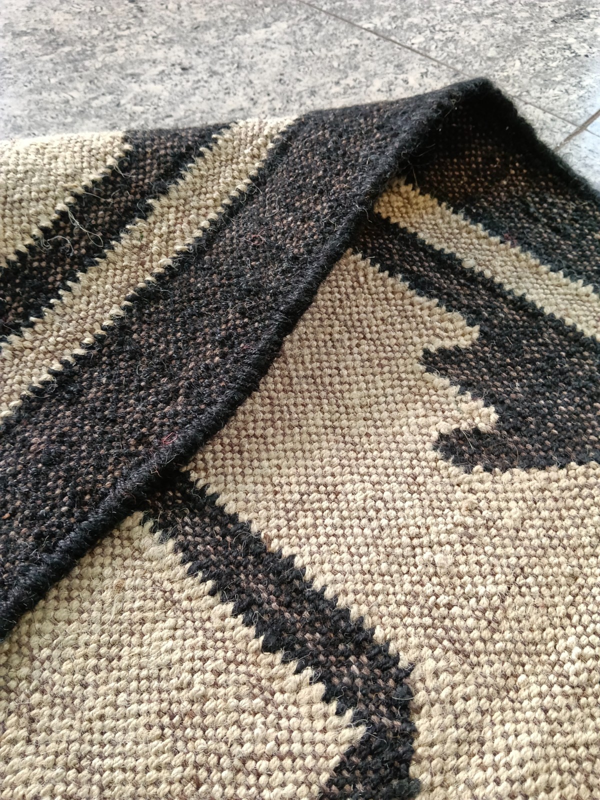 Handwoven Wool Jute Kilim Rug – Boho Area Rug, Rustic Living Room Carpet, Natura