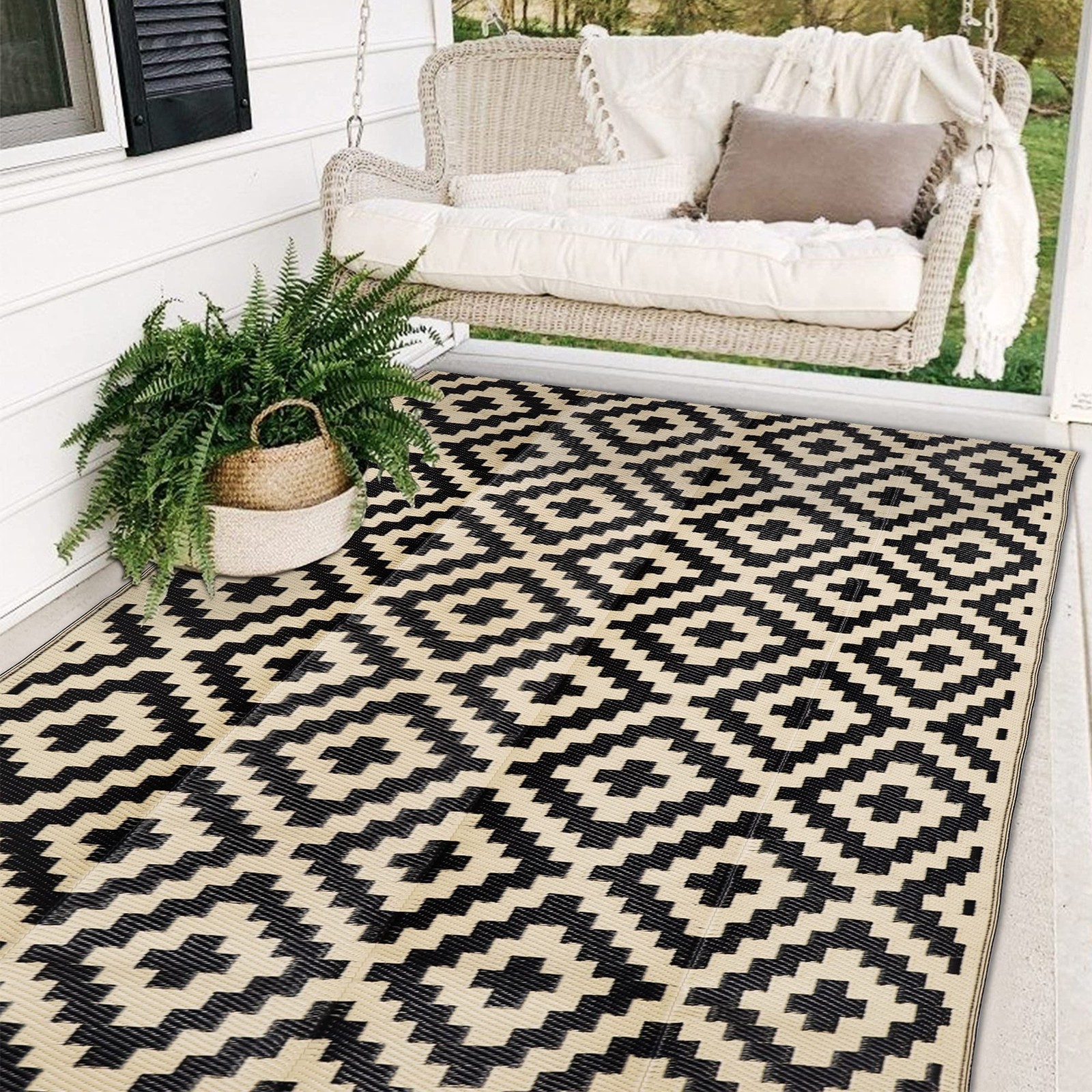 SAND MINE Waterproof Outdoor Rug 5×8 ft, Plastic Reversible Rug, Modern Area …