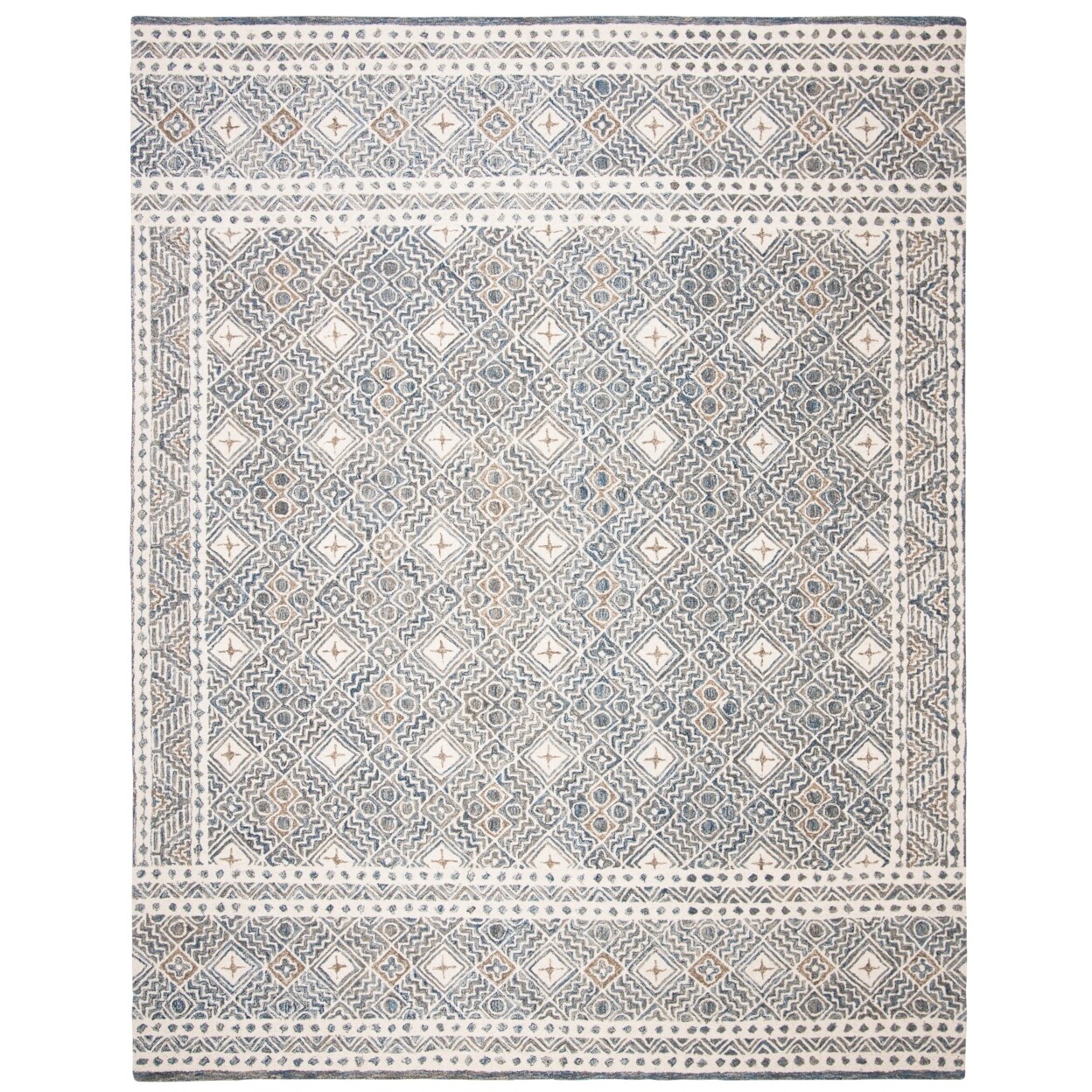 SAFAVIEH Micro-Loop Collection MLP803M Blue / Ivory Rug