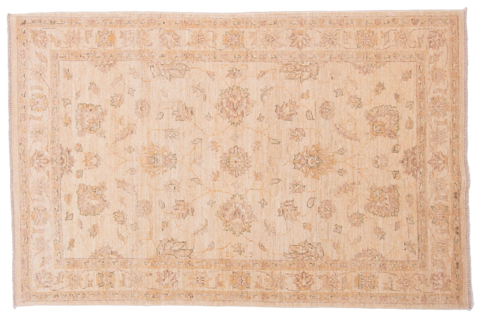 Afghan Chobi Ziegler Rug Hand-Knotted 120×180 Beige Oriental Wool