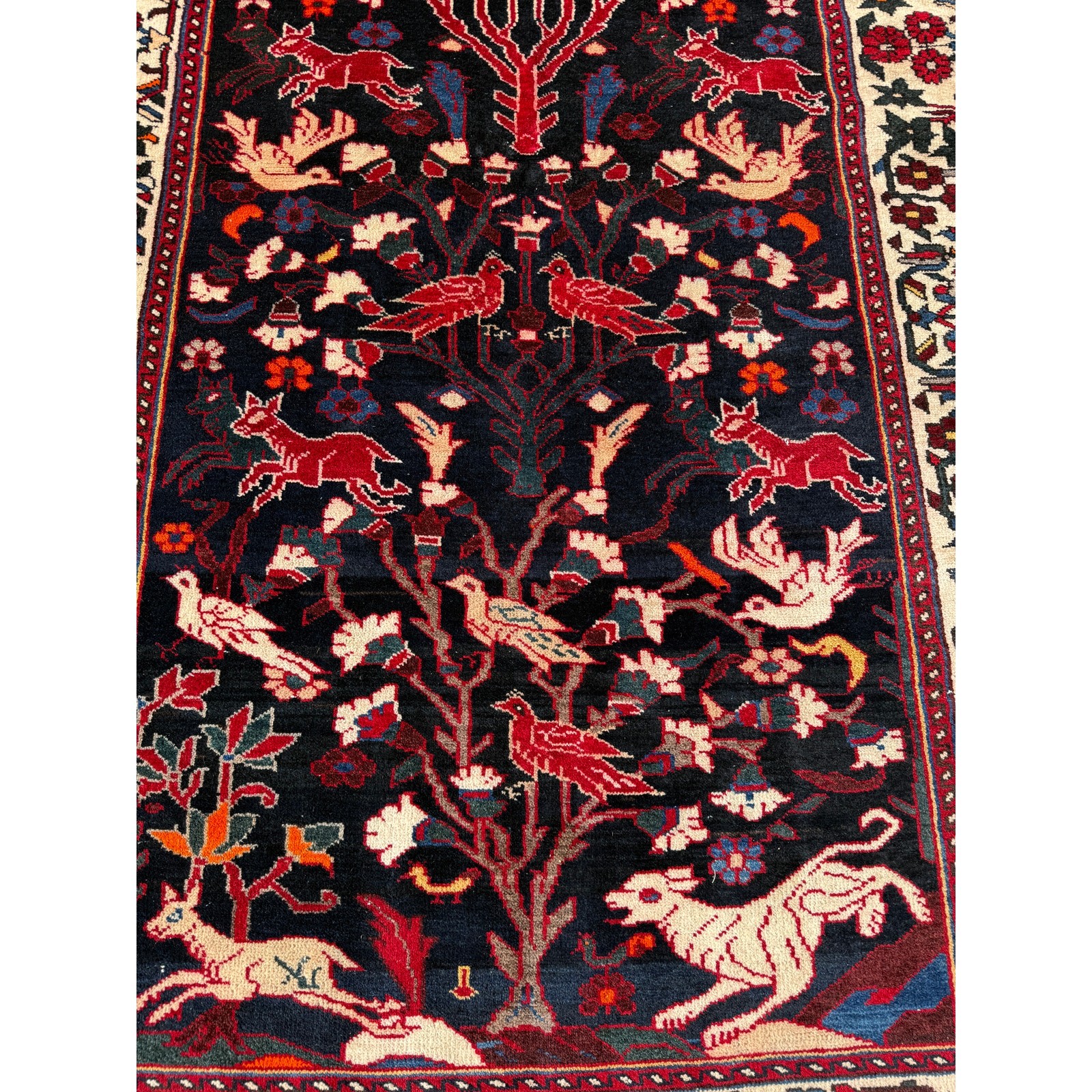 Vintage Traditional Handmade Qoltogh Wool Multicolor Rug 94x53in