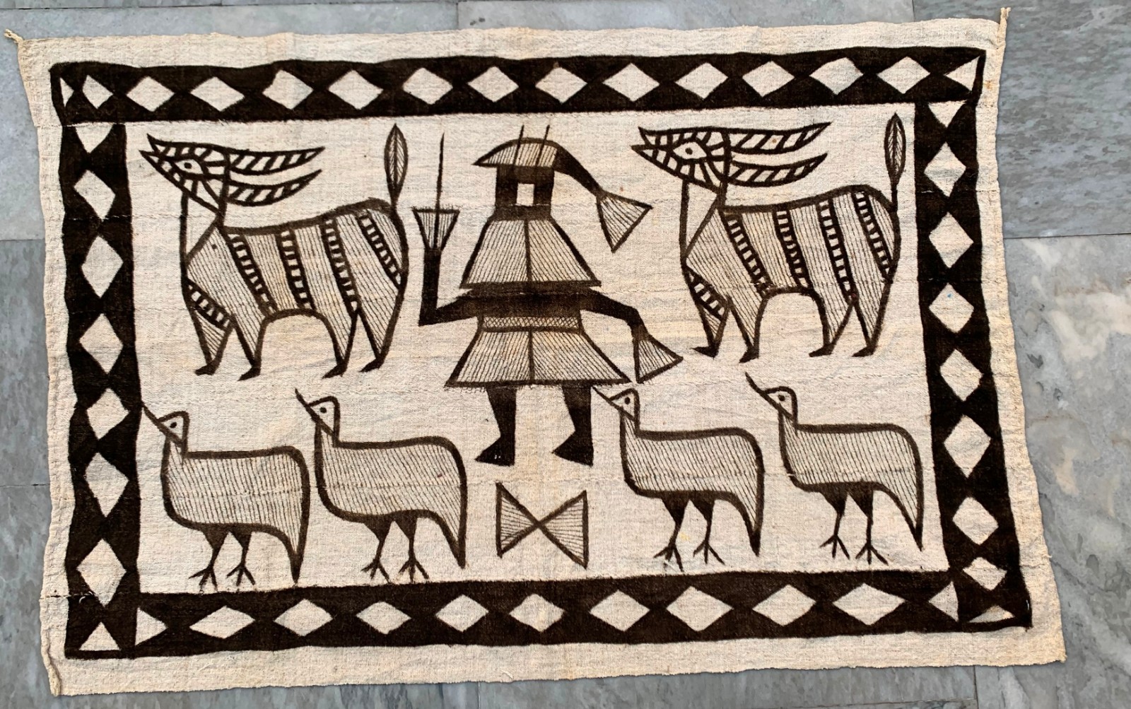 Mud Cloth Handmade Tapestry,Large Tapestry,Batik African Painting Tapesty,3x4ft