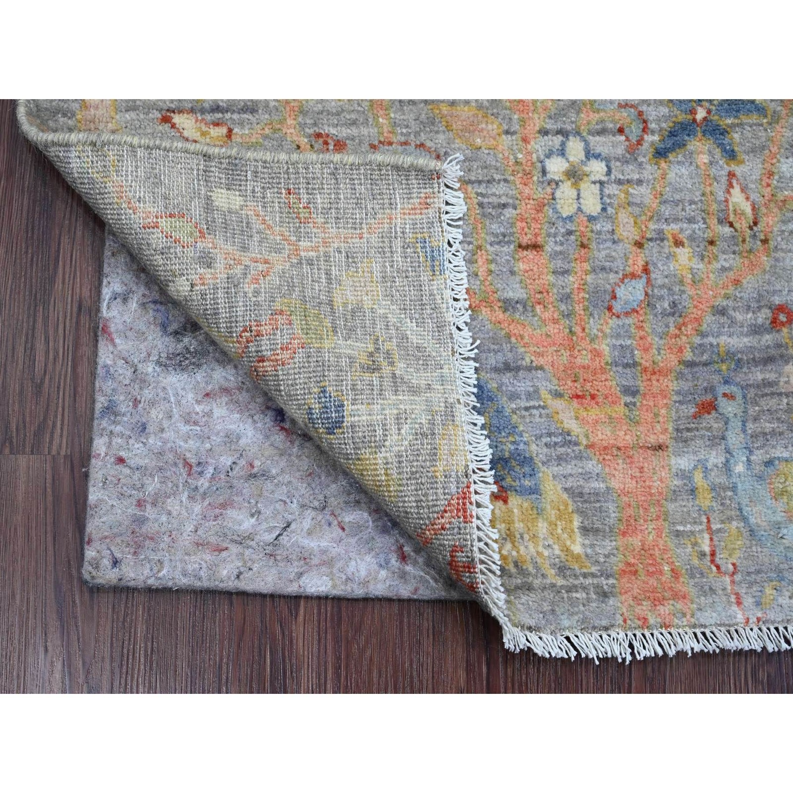 2’1″x3’2″ Blue Afghan Peshawar Birds Design Hand Knotted All Wool Mat Rug R20048