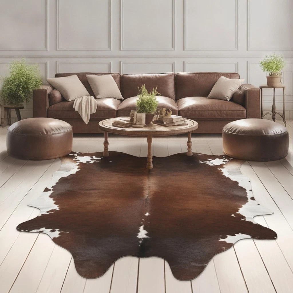 Faux Cowhide Cow Print Rug: 4.6 x 5.2 Feet Cow Hide Animal Print Area Carpet …
