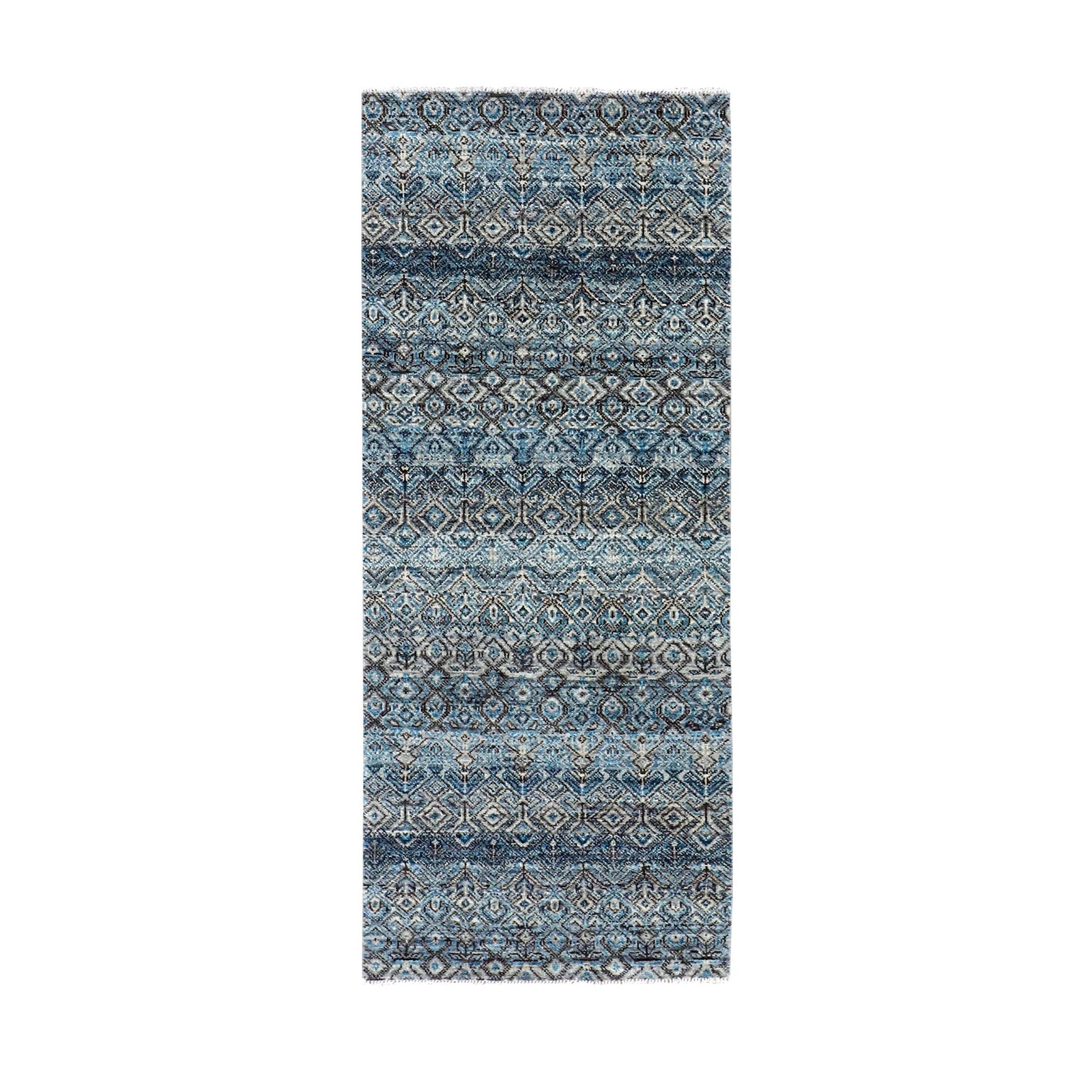 2’6″x6’1″ Blue 100% Wool Hand Knotted Kohinoor Herrita Design Runner Rug R79498