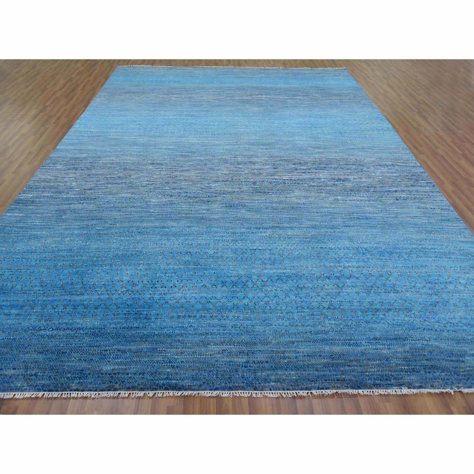 10′ x 14’3″ Blue Modern Chiaroscuro Collection Pure Wool Hand Knotted Rug R79172