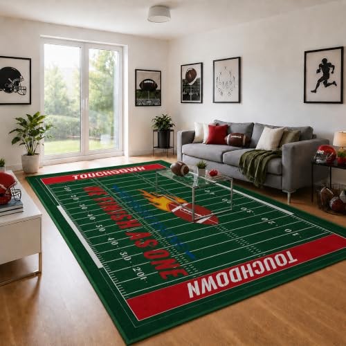 3×5 Football Rug for Bedroom Living Room, Washable Indoor Sport Field Area