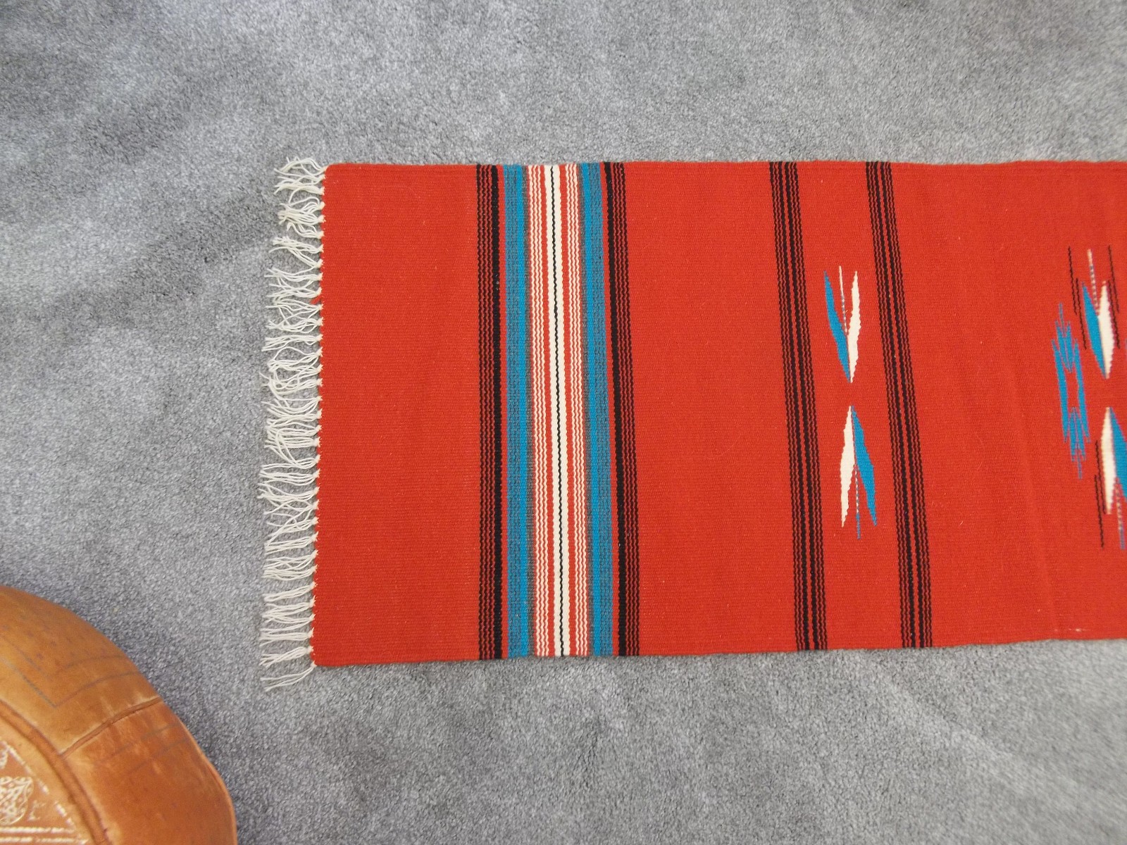 This is a Beauty! Brilliant Colors! Burndt Orange teal yellow Long 60″ x 20″ in