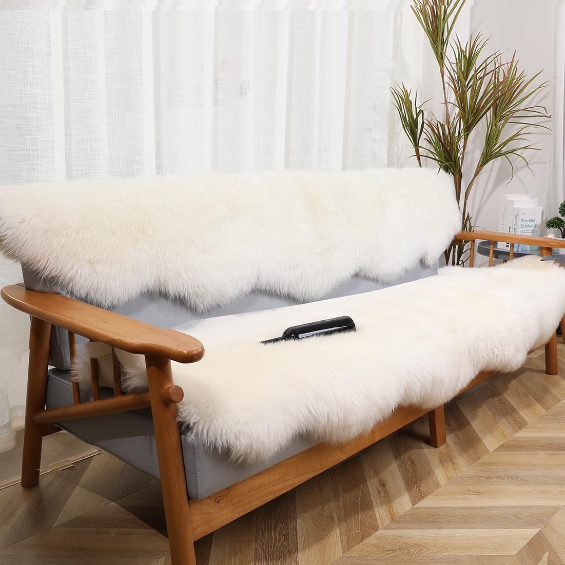 Premium Genuine Sheepskin Rug, Fuzzy Fluffy Shaggy Fur Wool Area Carpet for S…