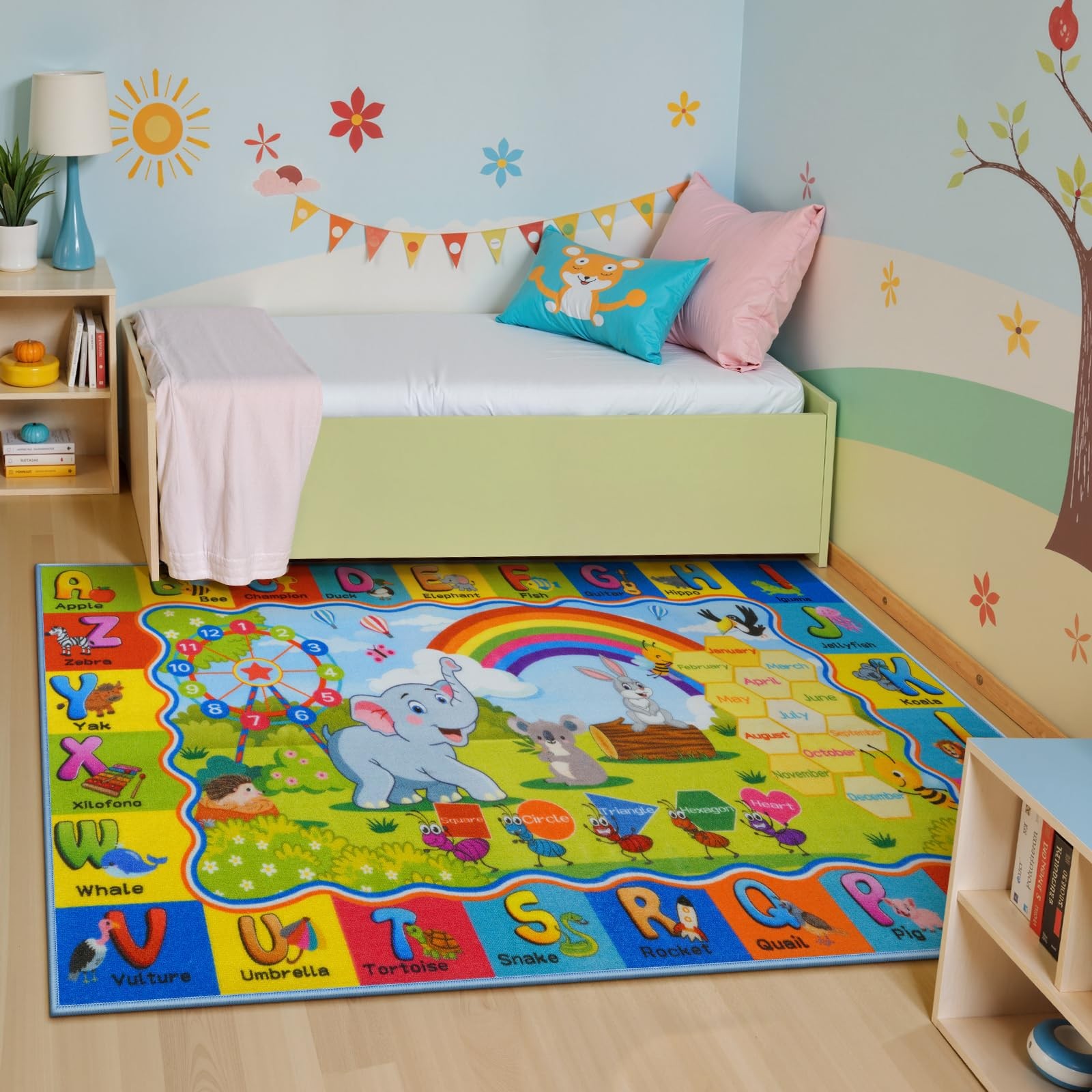 ABC Kids Rug 36″x59″ Non-Slip Educational Playroom Carpet for Learning