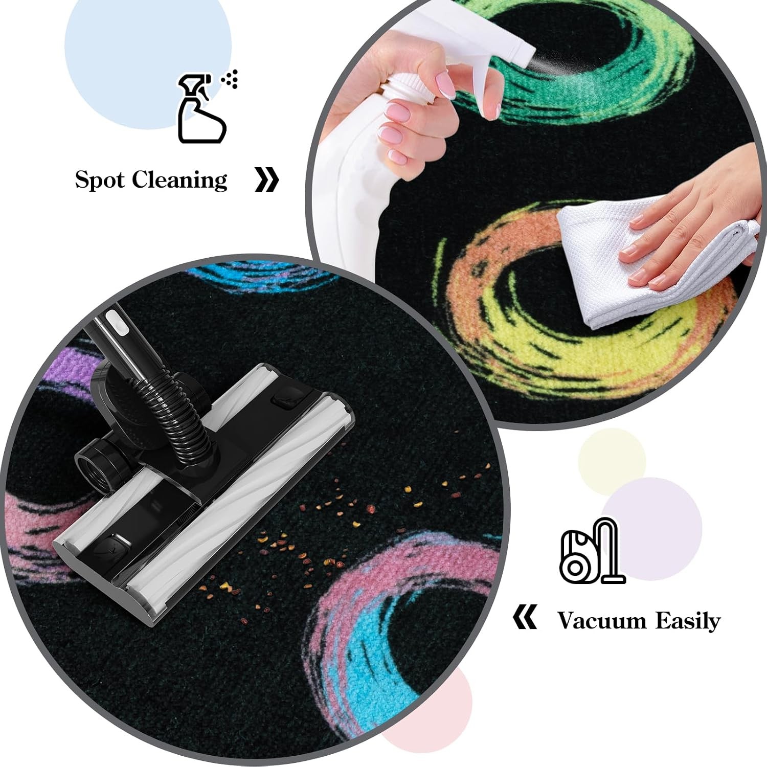 Educational Large Carpet Classroom Rug for Kids Room, 6×8.4 Abstract Black Area