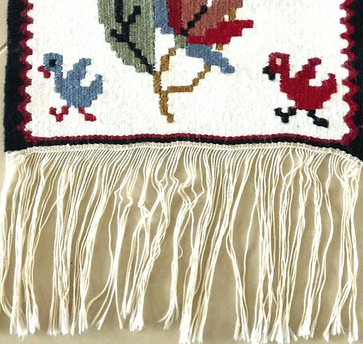 Table Runner Kilim; Hand Woven Wool/Cotton Decorative Reversible Wall Art Kilim