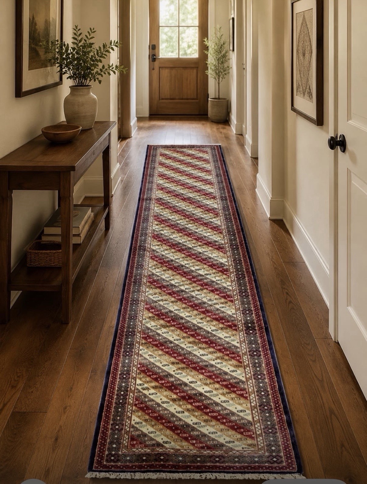 Kazak Runner 9-9×2-7 Red Wool Tribal Geometric Hand-Knotted Oriental Rug
