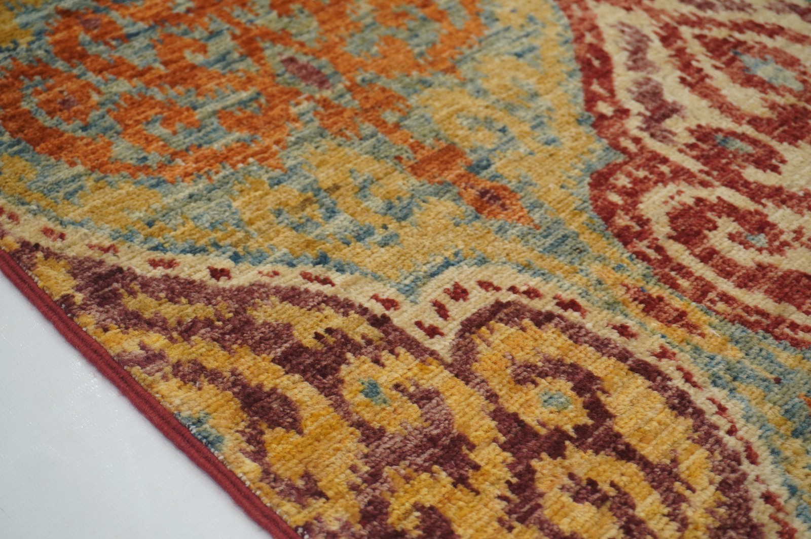 5×7 ft Multicolor Ikat Afghan Hand Knotted Wool Area Rug 4’5″x6’7″