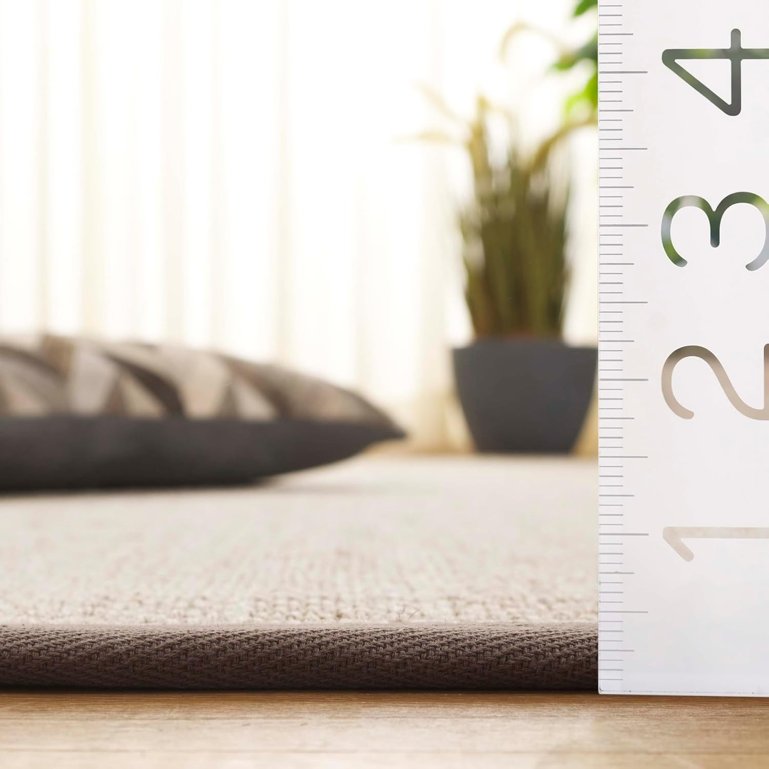 Natural Fiber 6′ Square Area Rug – Marble & Khaki Woven Design