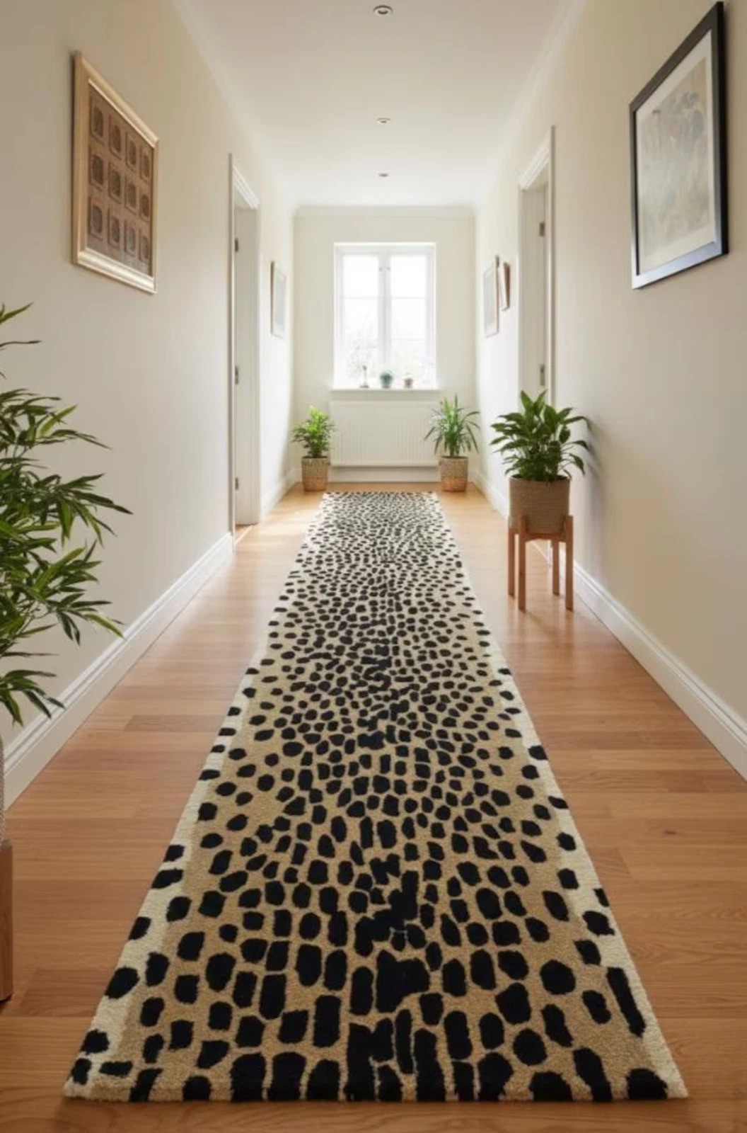 Hand-Tufted Wool Leopard Runner Rug Abstract Animal Print Hallway Handmade Rug