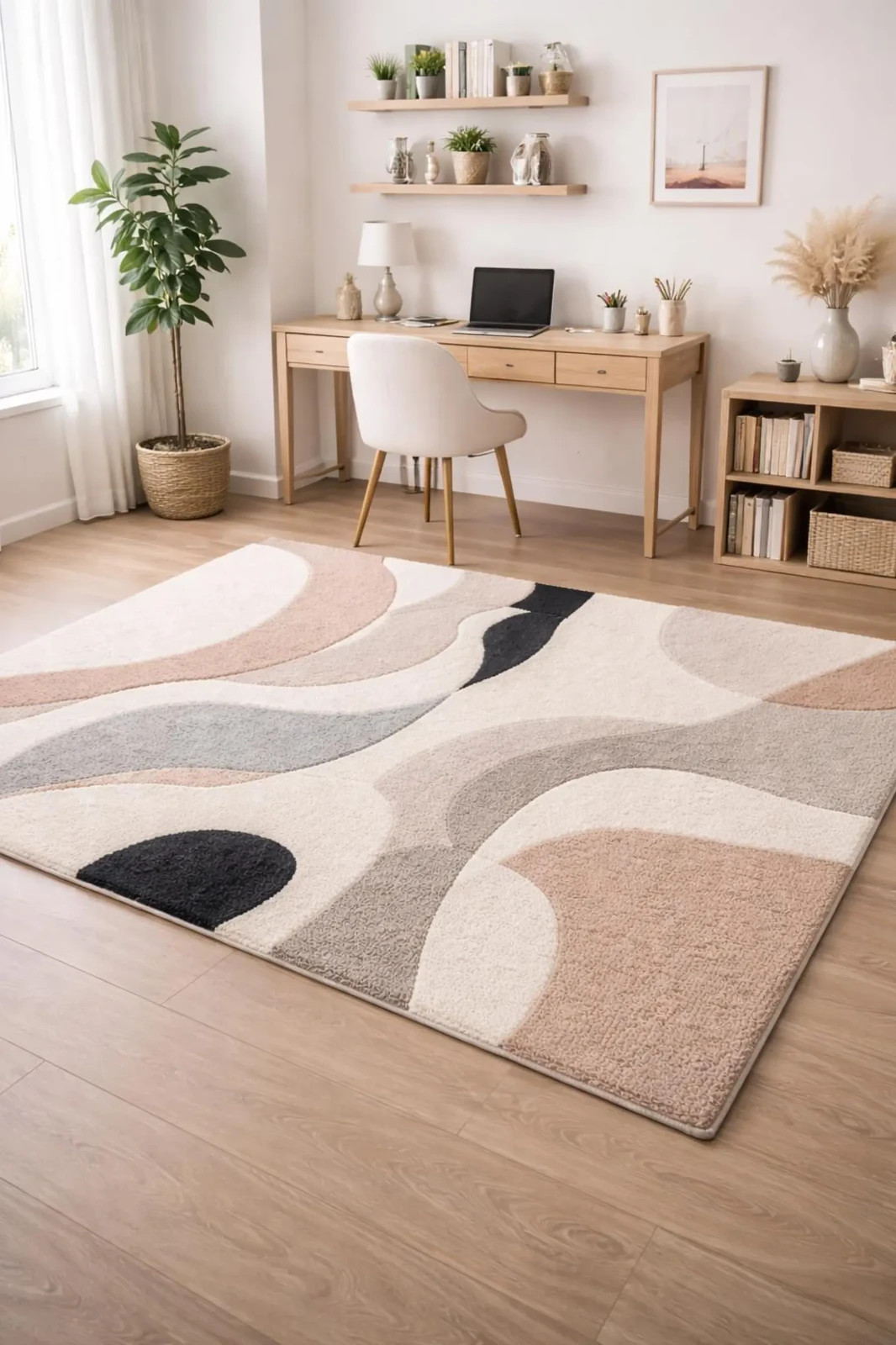 Hand Tufted Modern Abstract Area Rug Living Room Bedroom Minimalist Home Decor