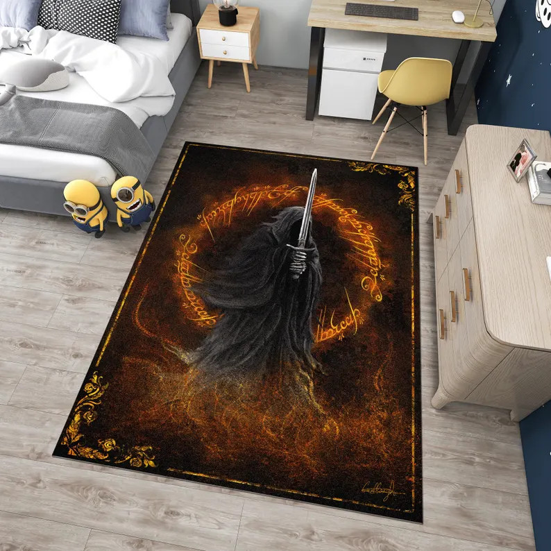 Lotr themed Rings Rug, Popular Movie Decor carpet, Customizable Decorative Area