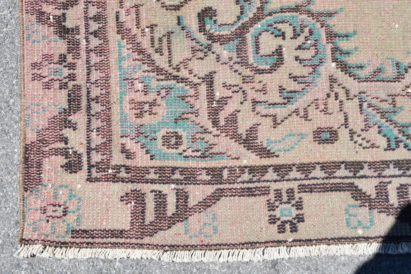 5×9,6 ft Turkish Rug, Vintage Large Rug, Brown Blue Abstract Wool Rug