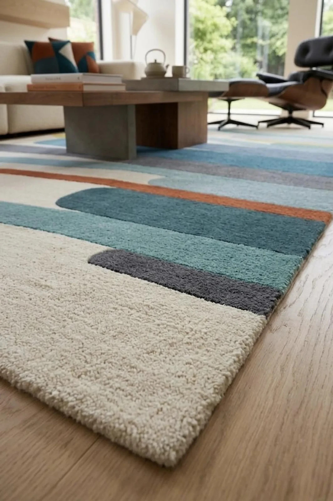 Hand Tufted Modern Abstract Rug, Minimalist Wool Area Rug, Contemporary Carpet