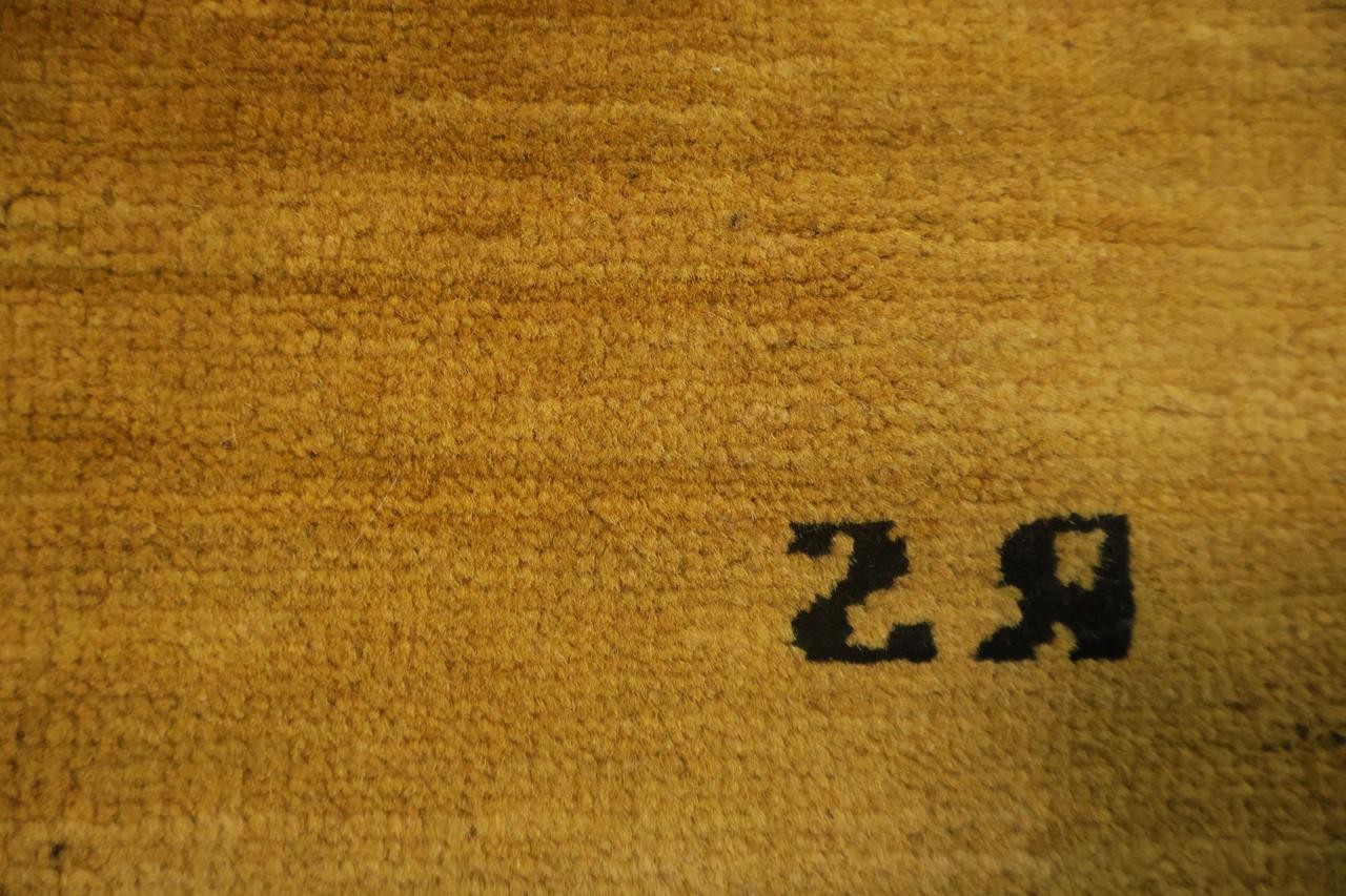 Contemporary Solid Mustard Yellow 4×5 Hand-Knotted Wool Area Rug