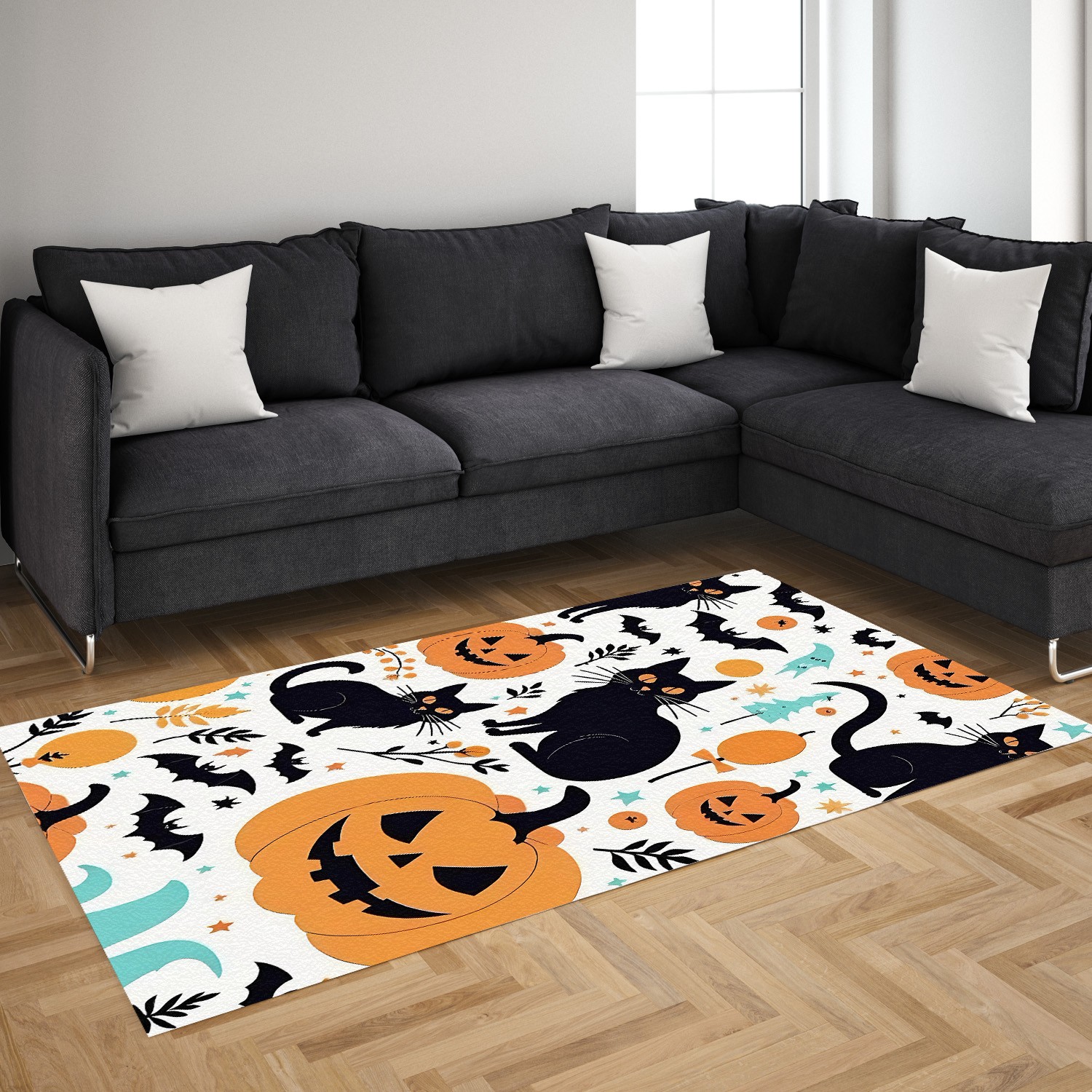 Spooky Haunted House Area Rug | Halloween Theme Home Decor