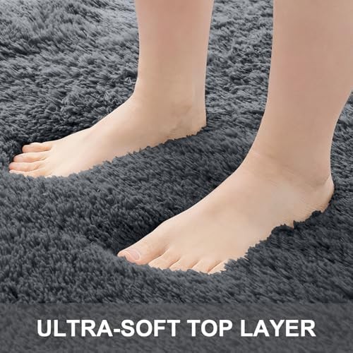 Area Rugs for Living Room Bedroom, Machine Washable Soft Fluffy 4×5.9 ft Grey
