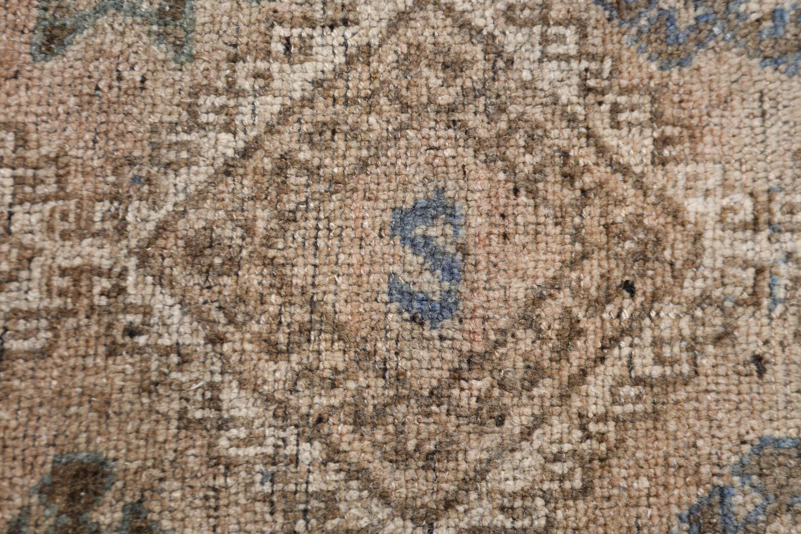 Turkish Vintage Rug, 5,3×8,2 ft Rug, Brown Blue Polka dot Rug