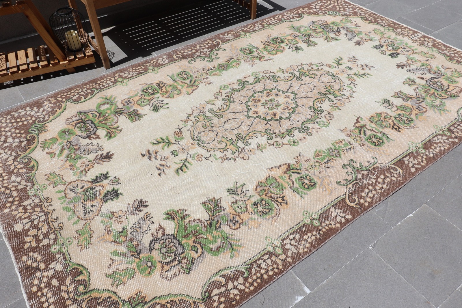 5,5×9,4 ft Rug, Vintage Turkish Large Rug, Brown Wool Rug