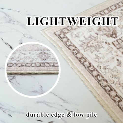 6ft Square Living Room Area Rug – Washable Oriental 6×6 Rugs for Bedroom Dining