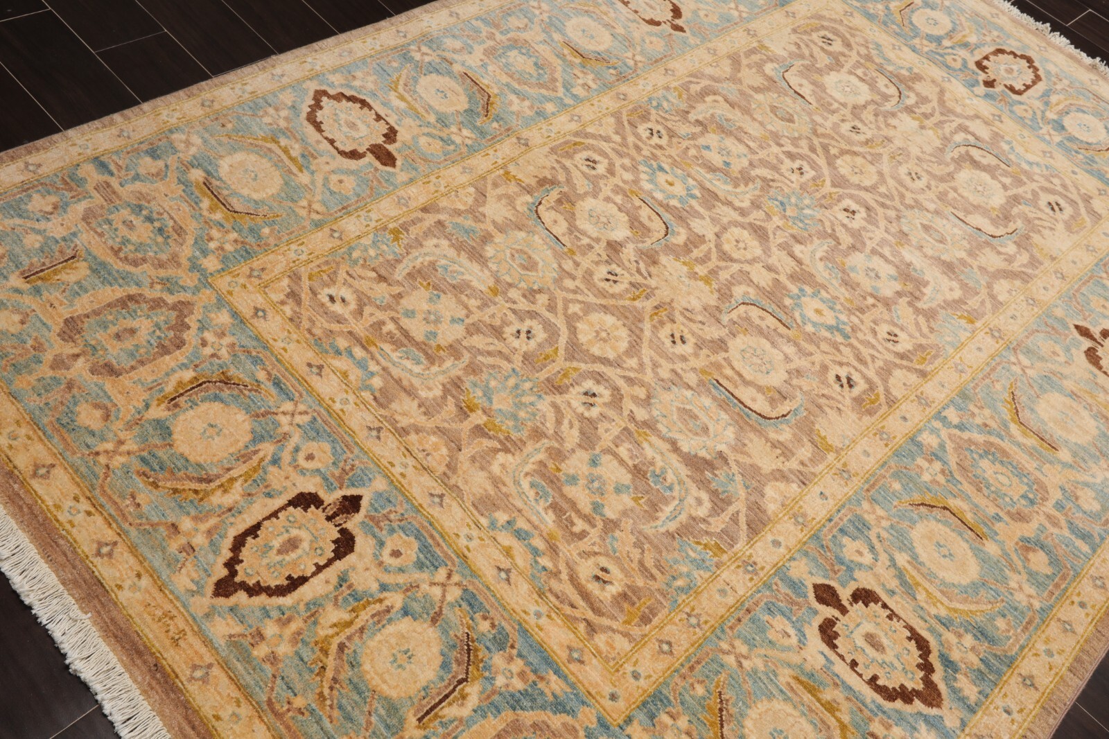 Safavia 200 KPSI Peshawar Hand Knotted Wool Oriental Area Rug Taupe 6′ x 8’9″