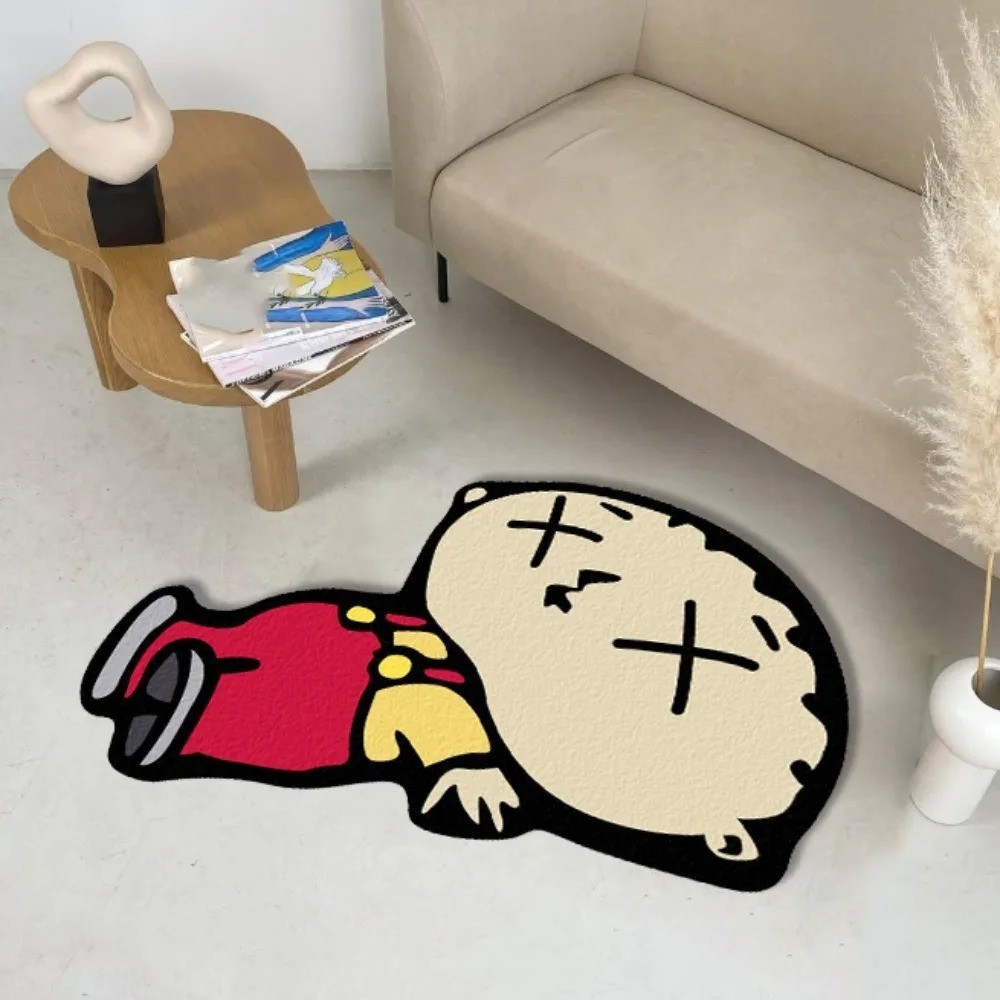 VIKAMA Funny Cartoon Character Rug Soft Carpet for Bedroom Living Room Decor