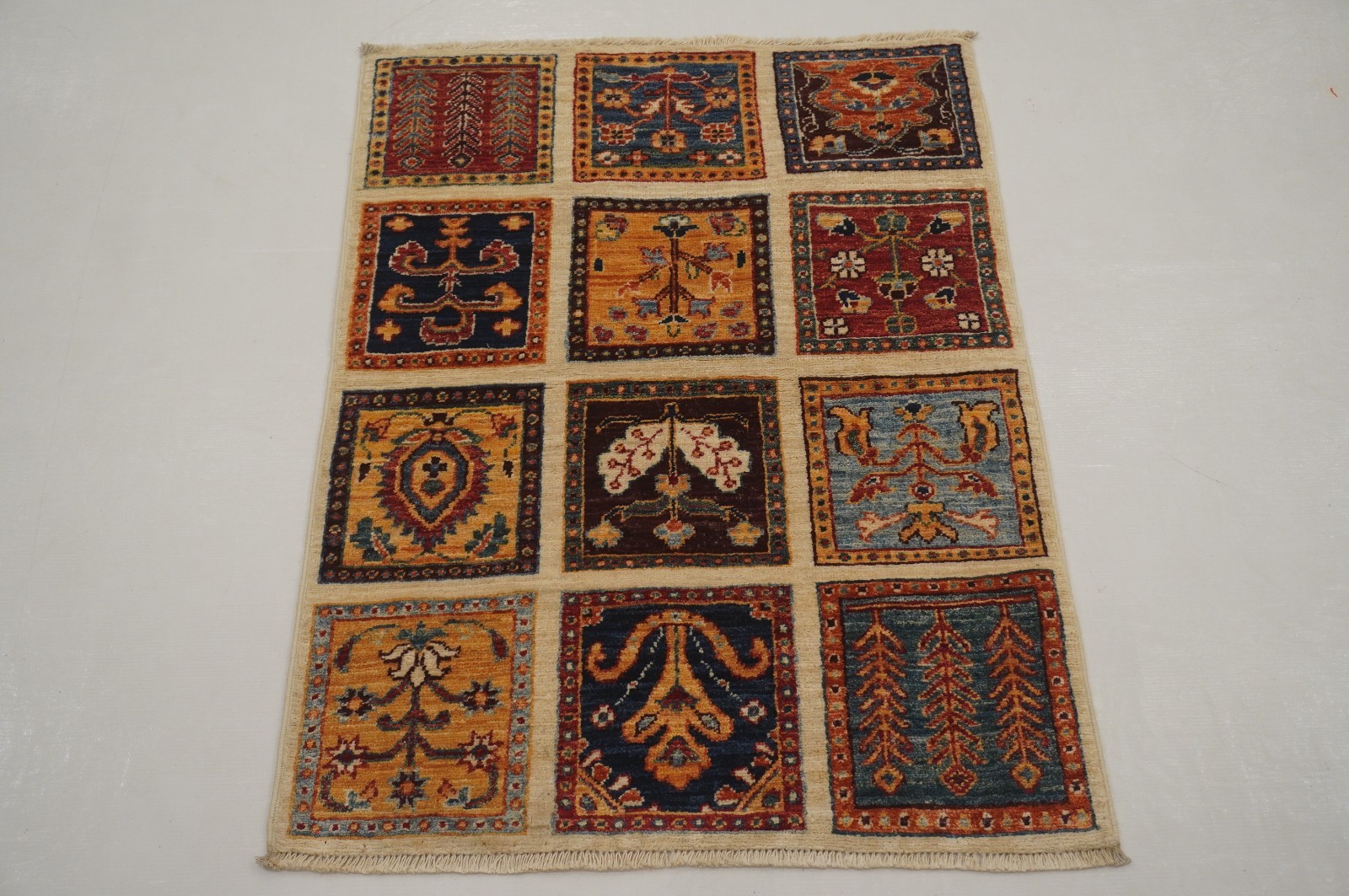 2×3 ft Ivory Beige Afghan Hand Knotted Tribal Small Rug