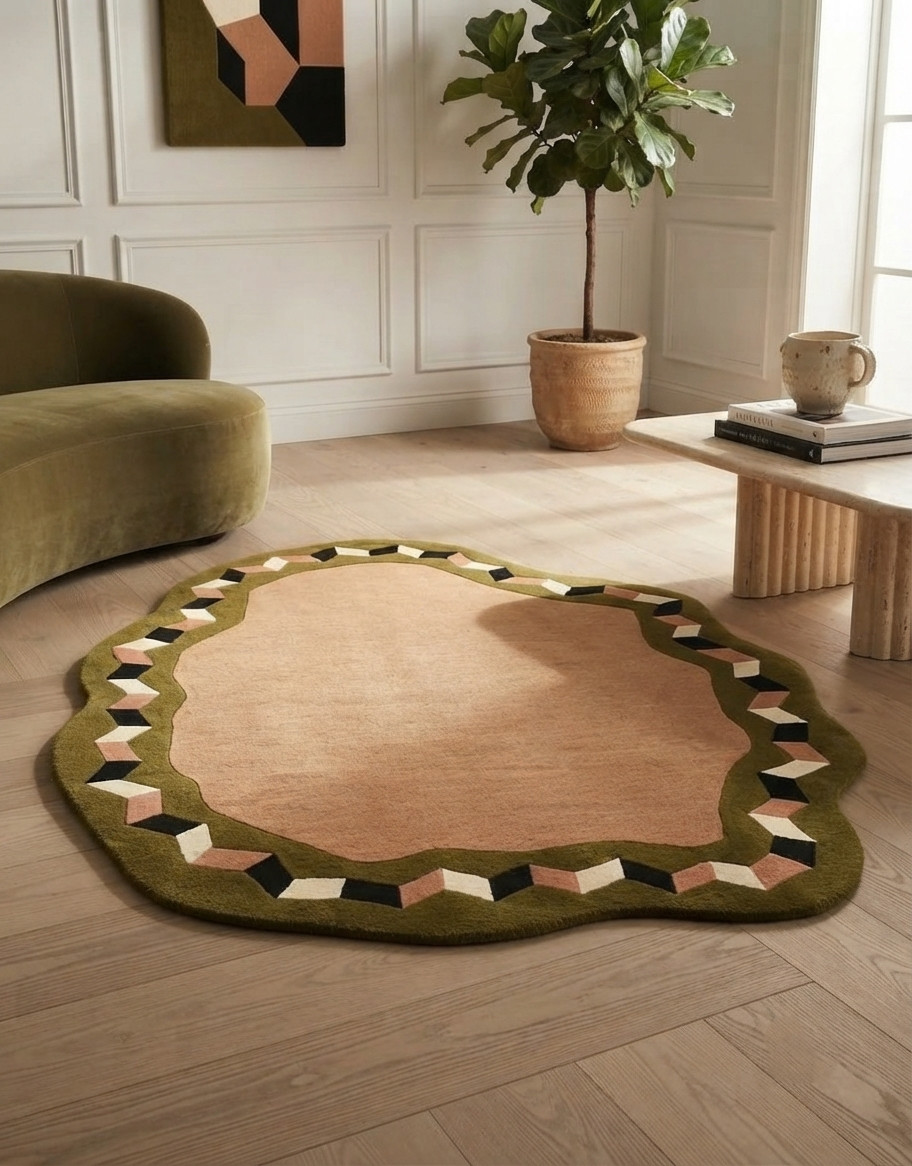 Modern Hand Tufted Rug Irregular Shape Carpet Abstract Arae Rug For Living Room