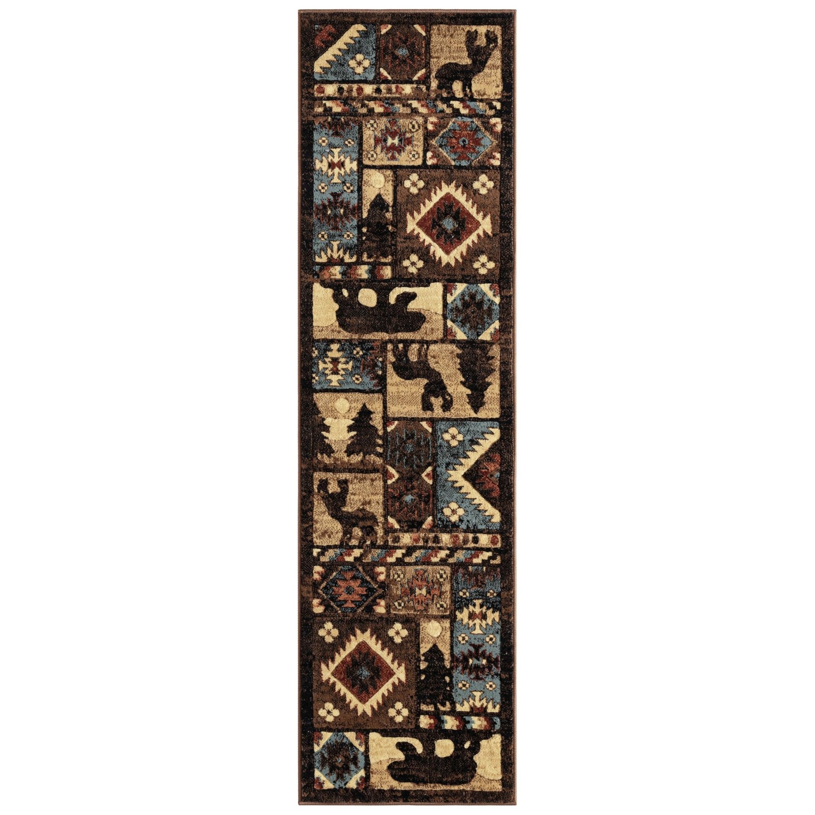 Buffalo Bear Area Rug, 1’10″x6’10”, Brown/ Red, Rectangular