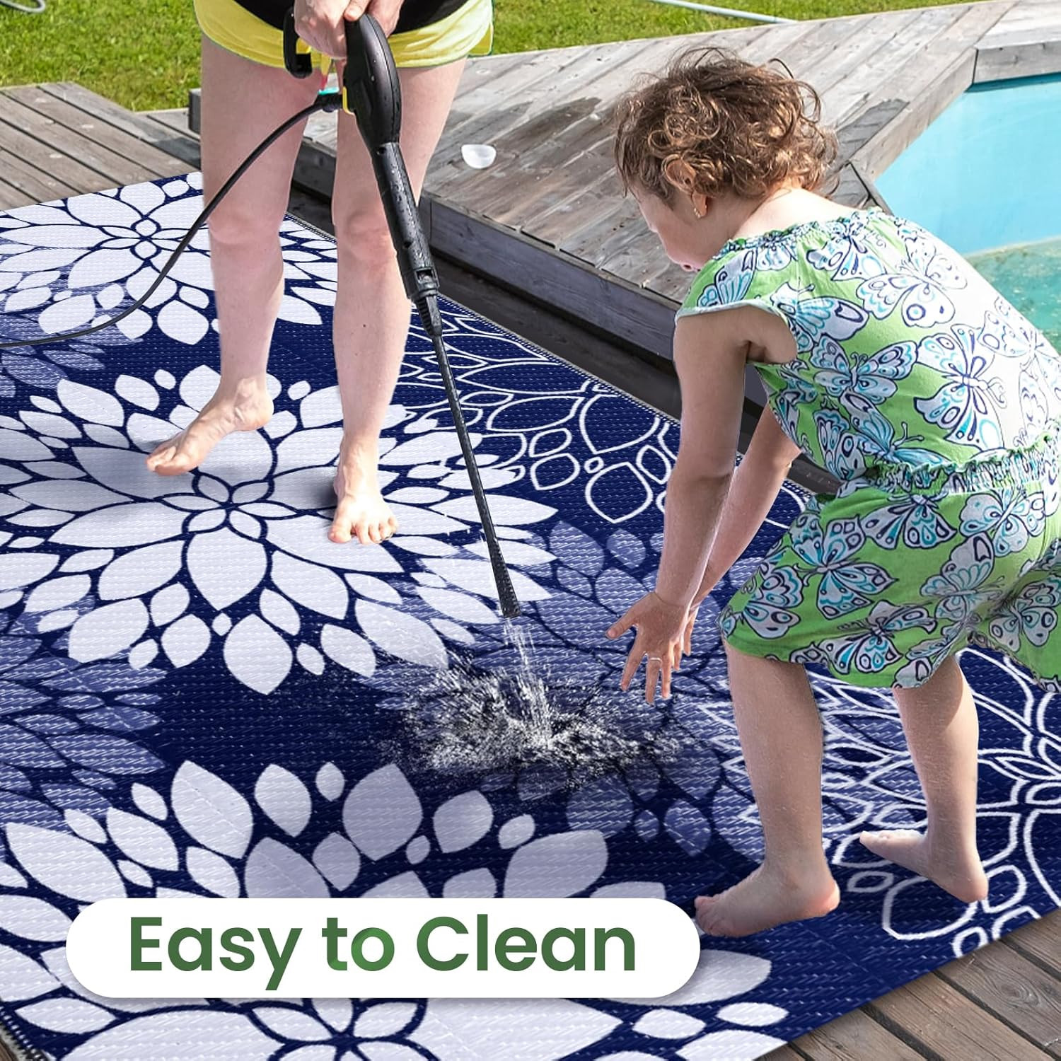 Reversible Waterproof Outdoor Rug 8′ x 10′ – Perfect for Patio, Beach, Camping