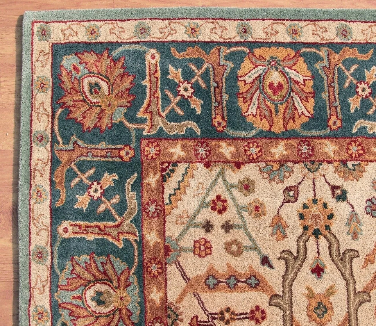 Eva Oriental Blue & Beige Oushak HandTufted 100% Wool Soft Area Rug Carpet rug