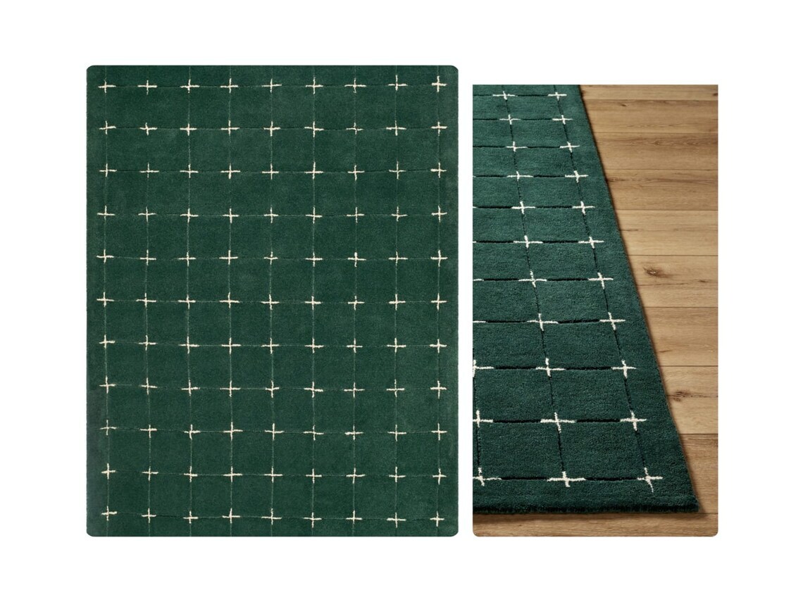 Hand Tufted Green Rugs Wool, 10×14, 10×13, 9×10, 9×12, 9×13, Floor Carpet Living