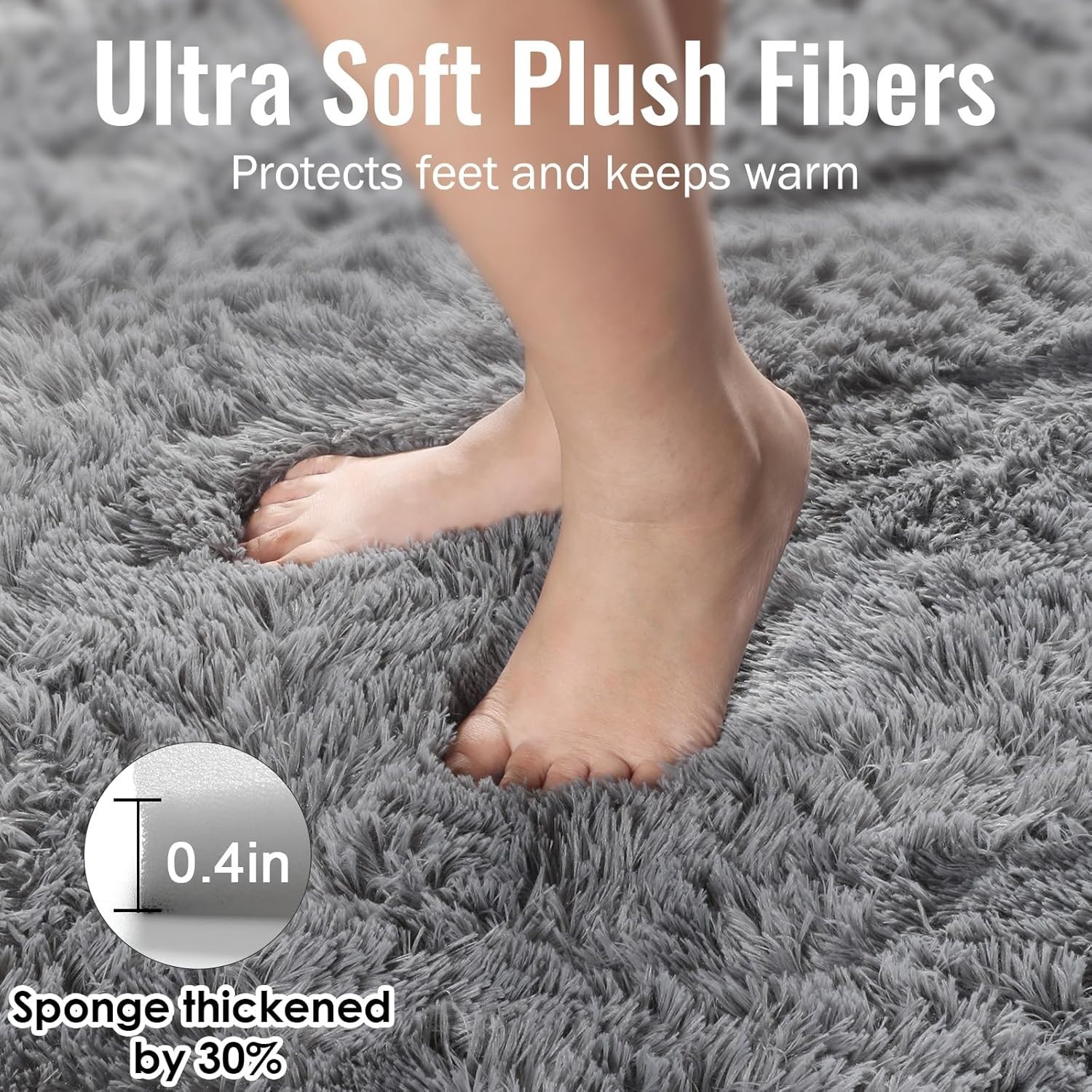 Alfombra Peluda Gris 4×6 Pies Para Cuarto Habitacion Carpetas De Sala Modernas