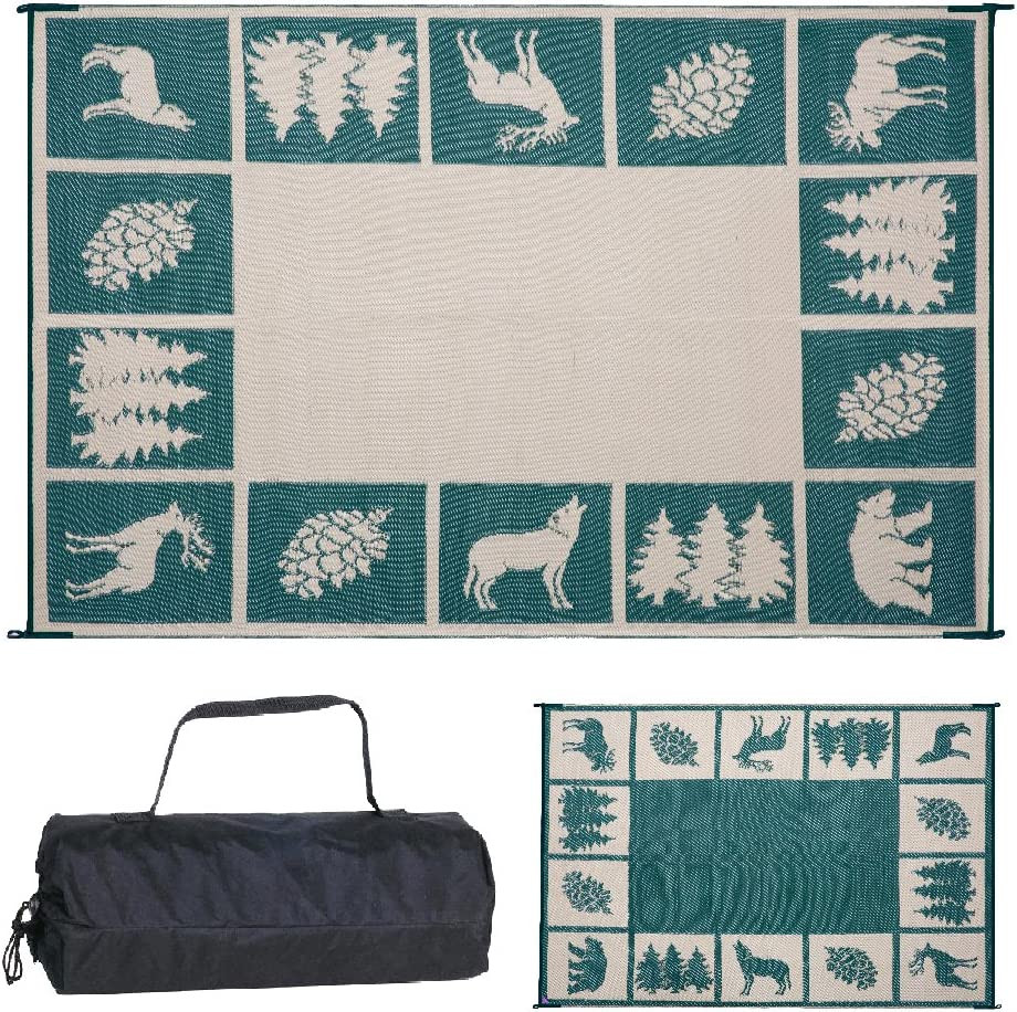 6 X 9 Ft. Reversible Mat RV Patio Picnic Carpet Home Floor Camper Rug Outdoor