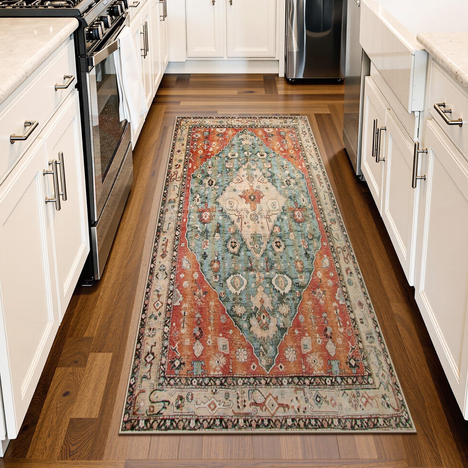 Boho Tribal 2×4.3 Washable Rug Runners for Hallways Non Slip, Kitchen Bathroo…