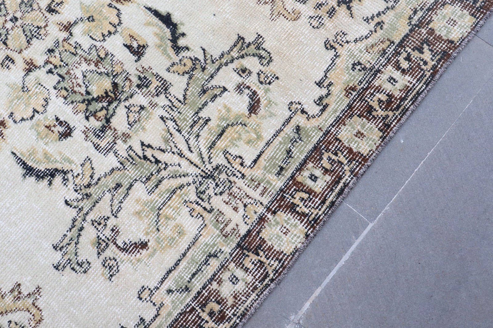 6,4×9,9 ft Vintage Rug, White Camouflage Turkish Wool Rug