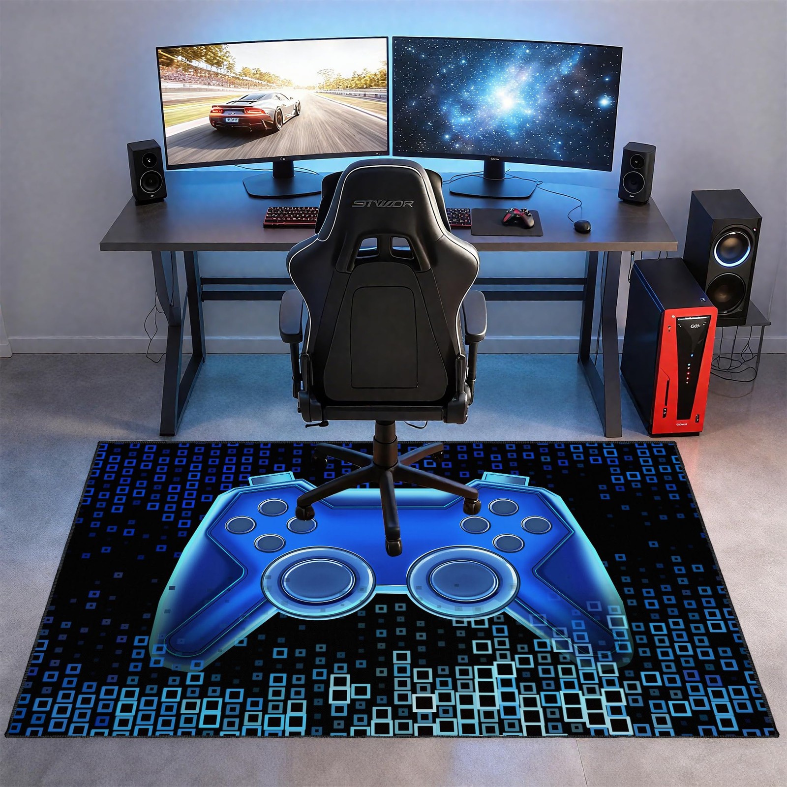 Gamer Rug for Room,3×5 ft Non-Slip Cool Gaming Carpet for Bedroom Livingroom …