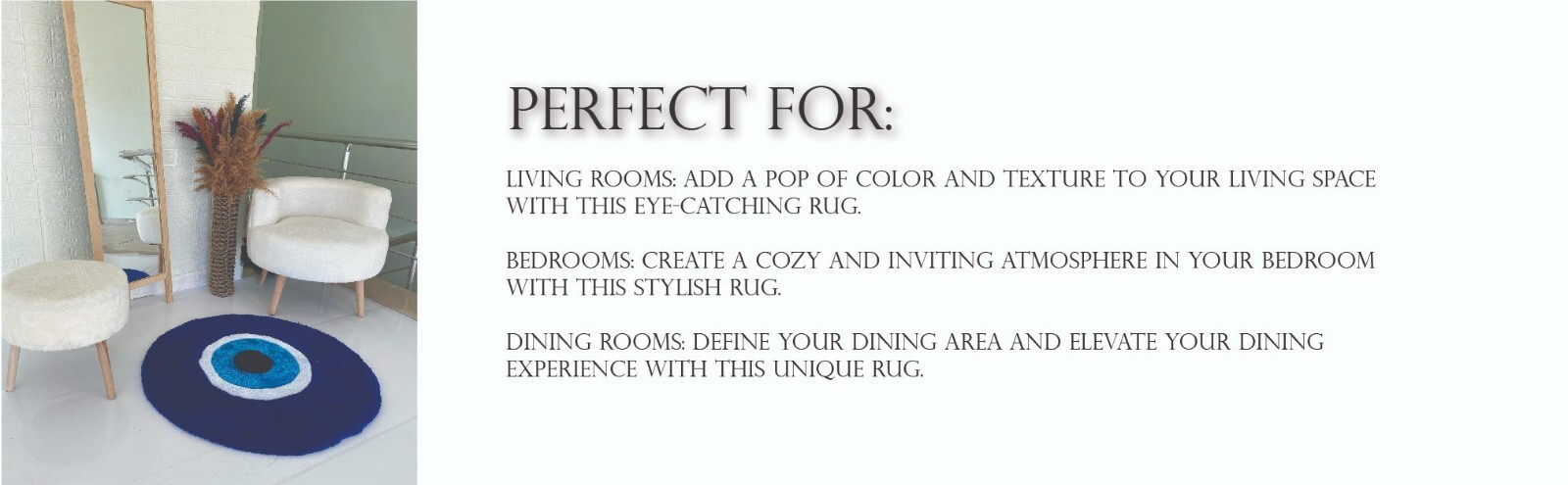 Good Luck Eye Shaped Handmade Rug Without Tariff & duty
