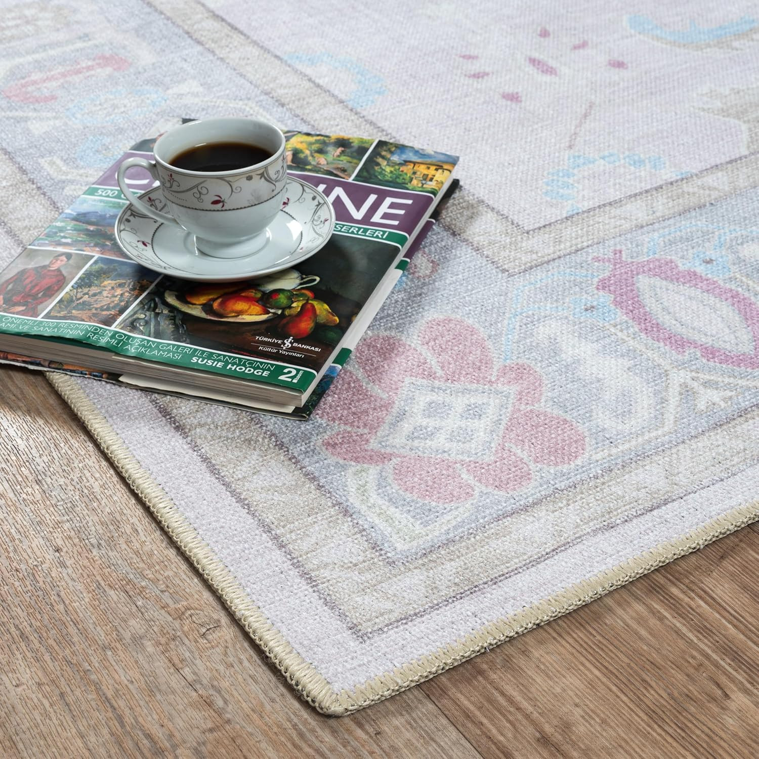 Pink Oushak Rug – Vintage Floral Area Rug for Living Room, Bedroom, Office 5’X6′