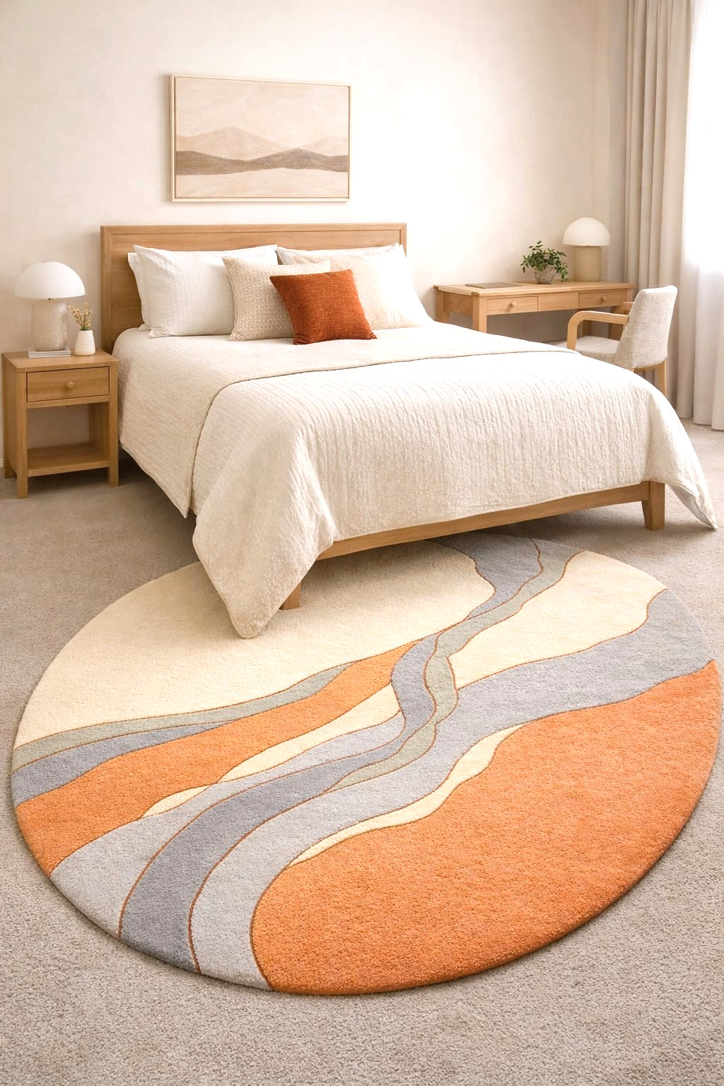Oval Hand Tufted Wool Rug Non Slip Area Carpet Mat Living Room Bedroom Modern