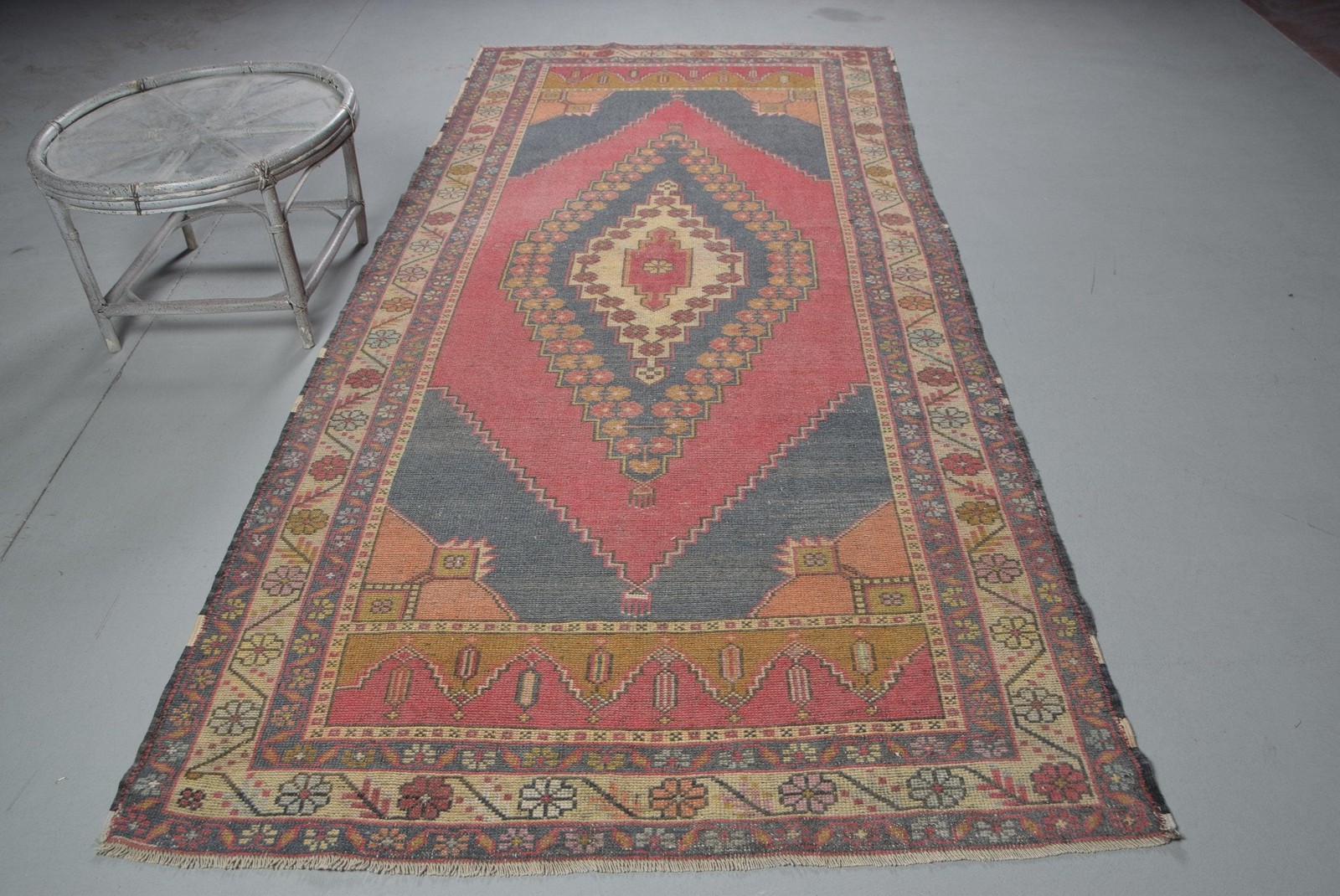 Turkish Vintage Large Rug 4,9×11,7 ft, Red Wool Rug