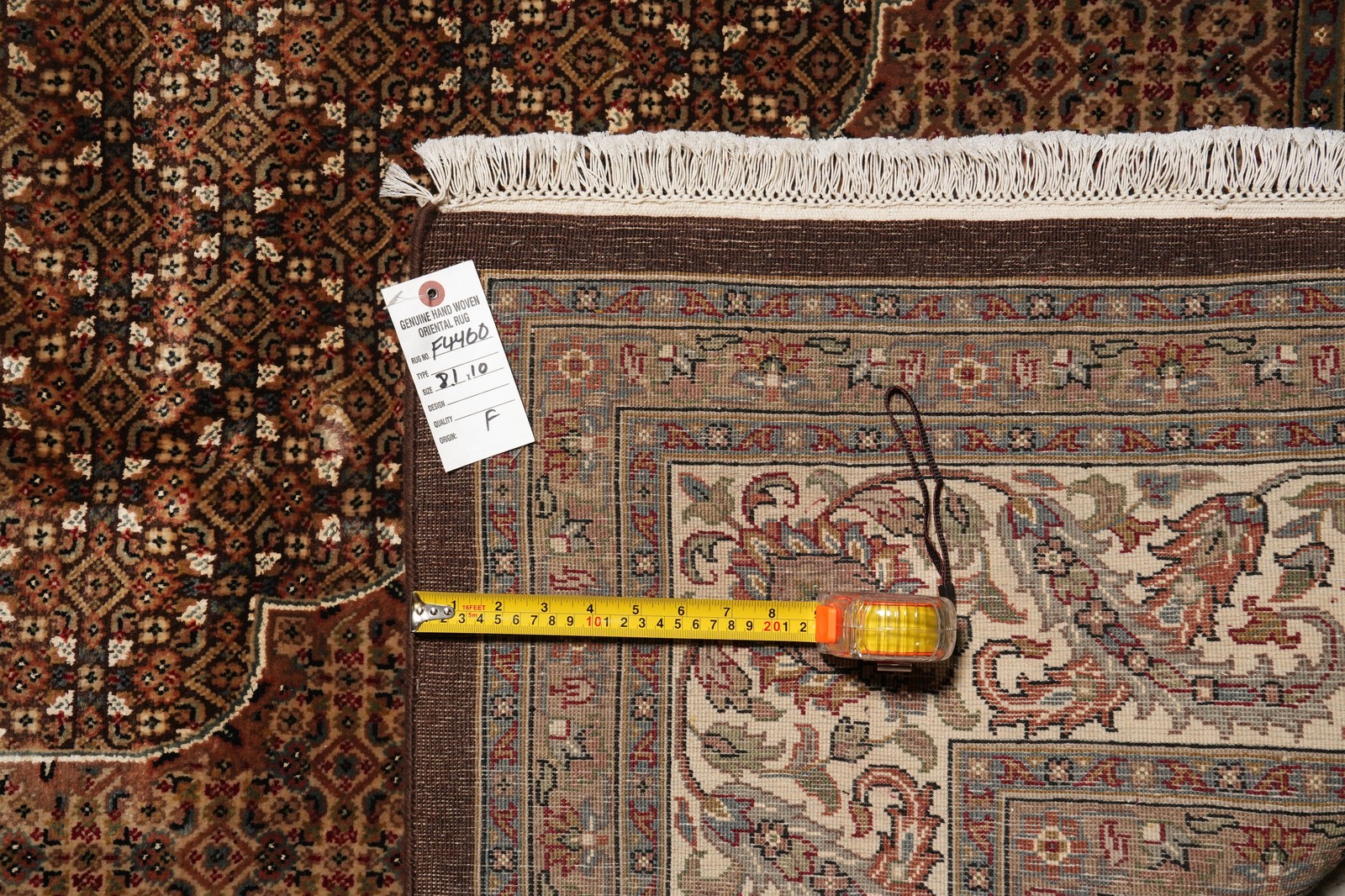 8 x 10 Dark Chocolate Brown Quality Area Rug Tabriiz Mahii Wool and Silk #F-4460