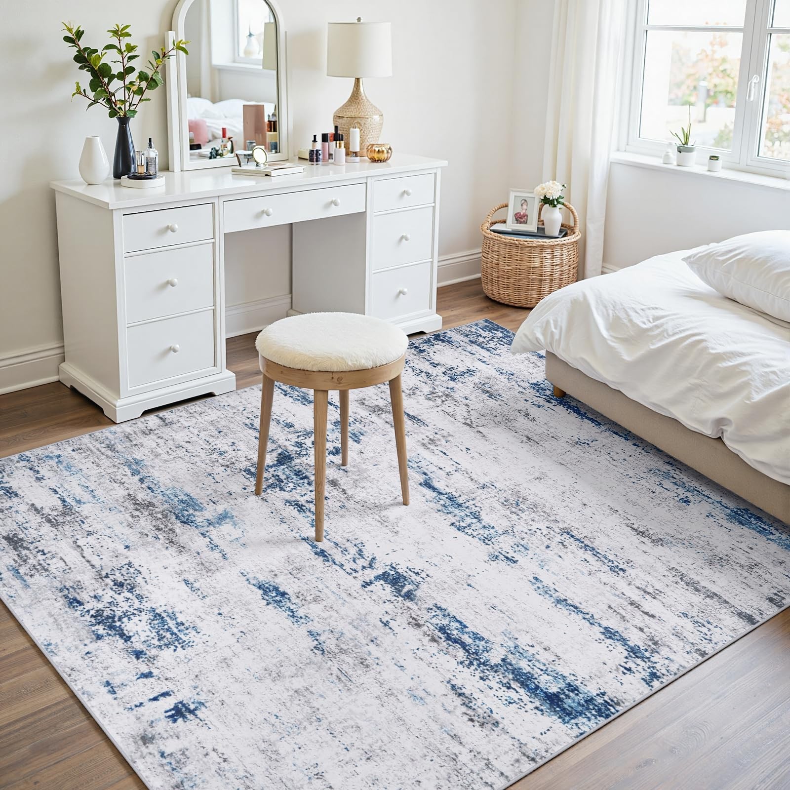 Area Rug Living Room Rugs: 5×7 Large Soft Indoor Carpet Modern Abstract Rug w…